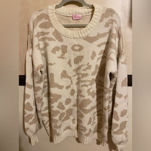 NWOT Pink Lily Animal Print, super soft sweater
